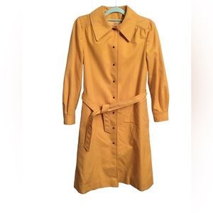 Vintage Amcor Yellow Long Coat With Belt Size 10-12